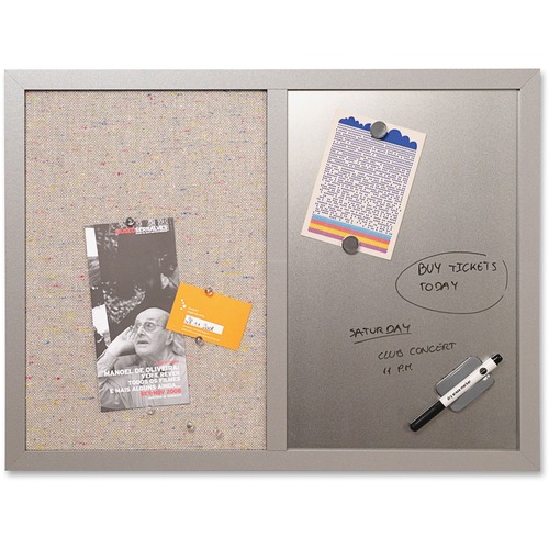 Combo Bulletin Board, Bulletin/dry Erase, 24x18, Gray Frame