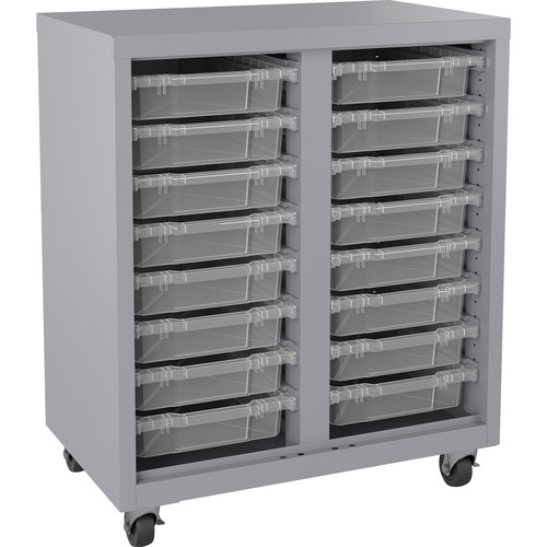 Storage Unit, w/ Bins, 30"Wx18"Lx36"H, Platinum/Clear
