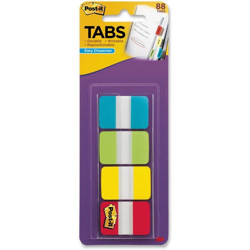 Post-it Dispenser Tabs,1"x1.5",88 Tabs,22 ea. AA/LE/YW/RD