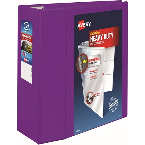 Heavy-Duty View Binder W/locking Ezd Rings, 5" Cap, Purple