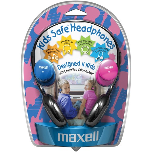 Kids Safe Headphones, Pink/blue/silver