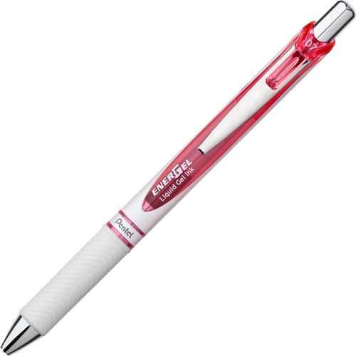 Energel Rtx Retractable Liquid Gel Pen, .7mm, White/pink Barrel, Pink Ink