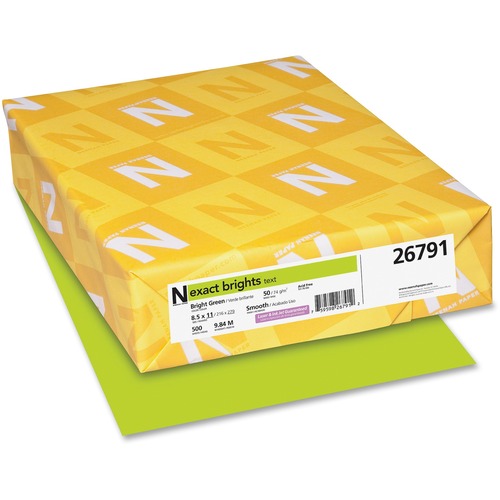 Exact Brights Paper, 8 1/2 X 11, Bright Green, 20lb, 500 Sheets