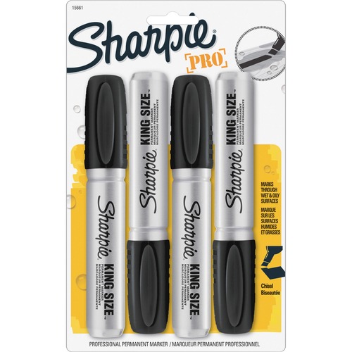 King Size Permanent Markers, Black, 4/pack
