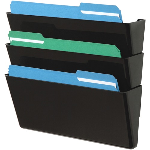 Handing Wall File, 3-Pocket, 7"x13"x4", Black