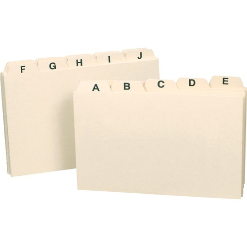Card Guides, A-Z Tabs, 1/5 Cut, 5"x3", 5/ST, Manila