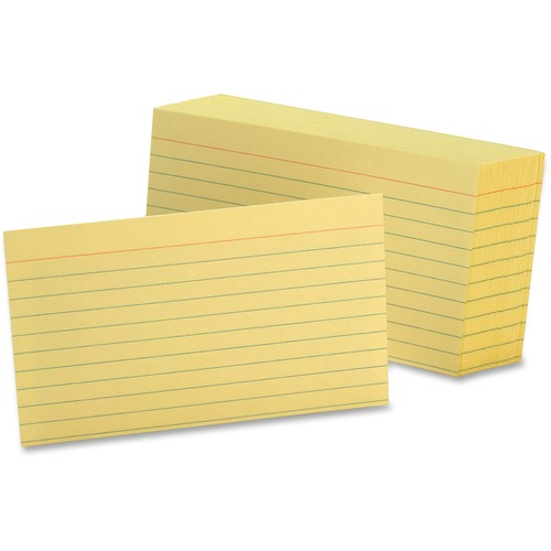 Ruled Index Cards, 3 X 5, Canary, 100/pack