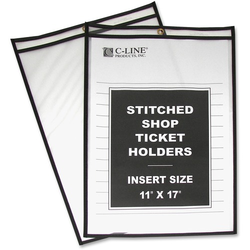 SHOP TICKET HOLDERS, STITCHED, BOTH SIDES CLEAR, 75", 11 X 17, 25/BOX