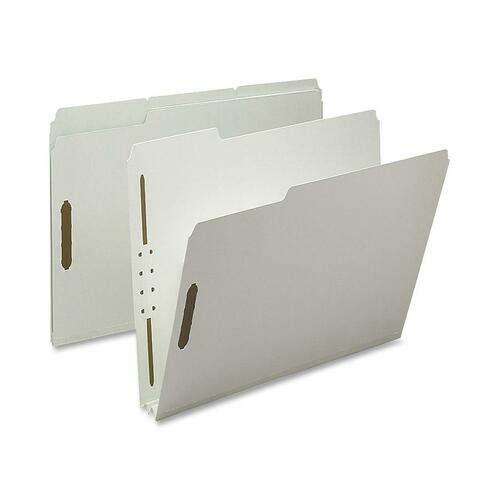 Pressboard Fastener Folder,2 Exp,1/3 Tab,Letter,25/BX,GYGN