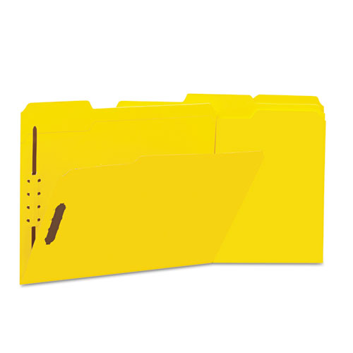 Deluxe Reinforced Top Tab Folders, 2 Fasteners, 1/3 Tab, Letter, Yellow, 50/box