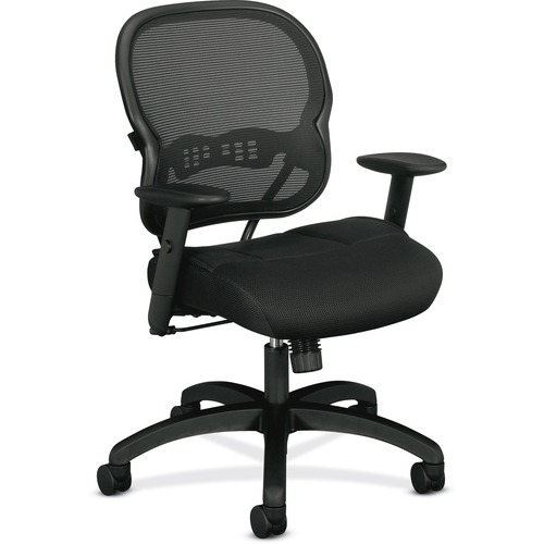 Mid-Back Chair, 29-1/2"x28-1/2"x8"x41-3/4", Black Fabric