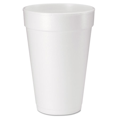 FOAM DRINK CUPS, 16 OZ, WHITE, 20/BAG, 25 BAGS/CARTON