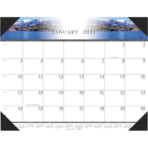 RECYCLED ONE-COLOR PHOTO MONTHLY DESK PAD CALENDAR, 22 X 17, 2019