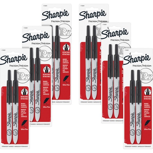 Sharpie Markers, Retractable, Ultra Fine, 12BX, Black