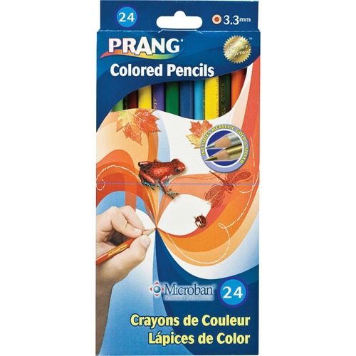 Coloring Pencils, 3.3mm Color Core, 7"L, 24-Color Set