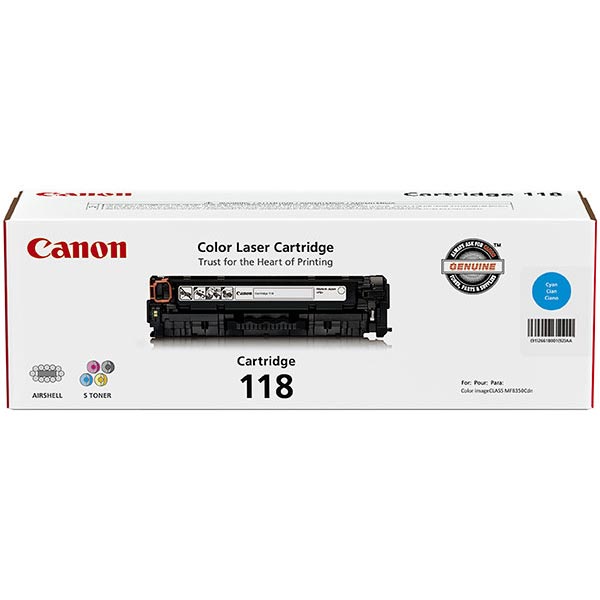 Canon (CRG-118C) imageCLASS LBP7200Cdn LBP7660Cdn MF726Cdw MF729Cdw MF8350Cdn MF8380Cdw MF8580Cdw Cyan Toner Cartridge (2900 Yield)