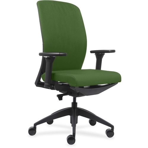 High-back Chair, 6-Way Adj Arms, 26-1/2"x25"x47", Green/BK
