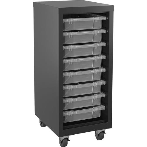 Storage Unit, w/ Bins, 15"Wx18"Lx36"H, Black/Clear