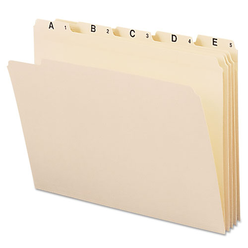 Indexed File Folders, 1/5 Cut, Indexed A-Z, Top Tab, Letter, Manila, 25/set