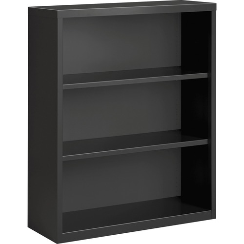 Bookcase, 3-Shelf, Steel, 34-1/2"x12-5/8"x30", Charcoal