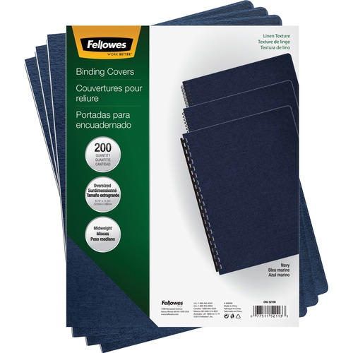 Linen Texture Binding System Covers, 11-1/4 X 8-3/4, Navy, 200/pack
