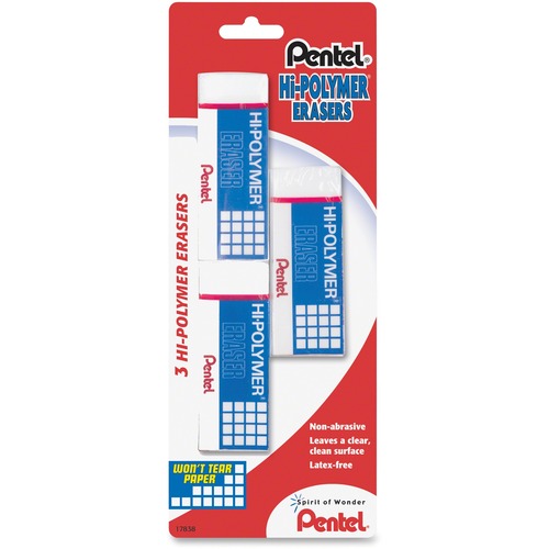 Hi-Polymer Block Eraser, White, 3/pack