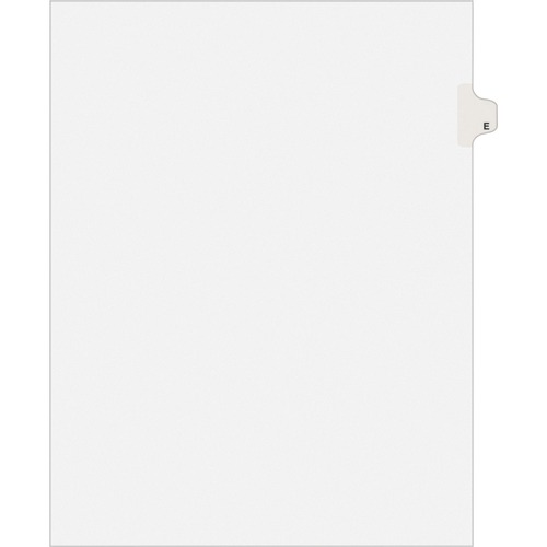 Avery-Style Legal Exhibit Side Tab Dividers, 1-Tab, Title E, Ltr, White, 25/pk