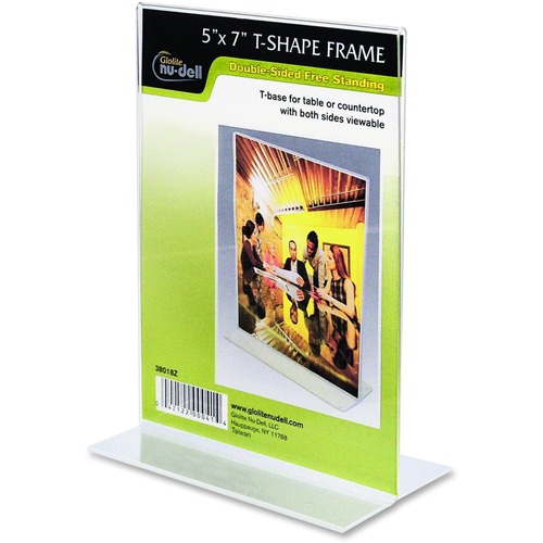 Stand-Up Sign Holder, 5"x7", Plastic, Clear