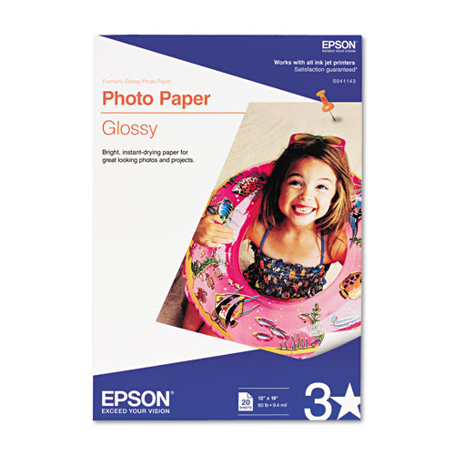 Glossy Photo Paper, 60 Lbs., Glossy, 13 X 19, 20 Sheets/pack