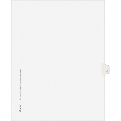 Avery-Style Legal Exhibit Side Tab Divider, Title: 15, Letter, White, 25/pack