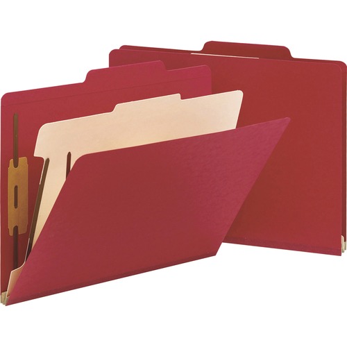 Top Tab Classification Folder, One Divider, Four-Section, Letter, Red, 10/box