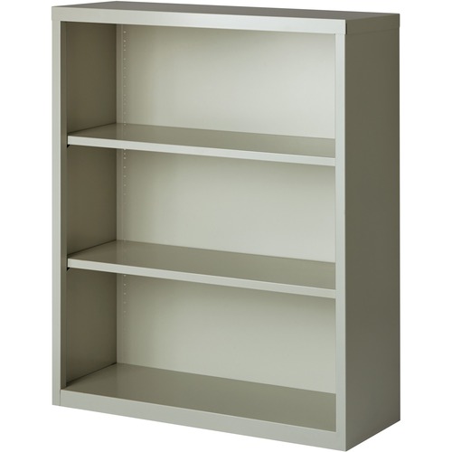Steel Bookcase, 3-Shelf, 34-1/2"x13"x42", Light Gray