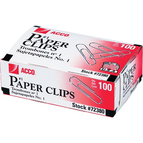 PAPER CLIPS, MEDIUM (NO. 1), SILVER, 1,000/PACK