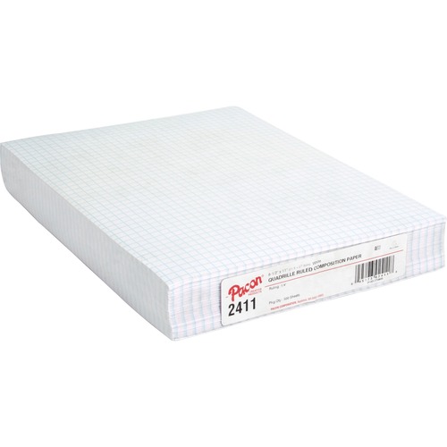 Composition Paper, 1/4" Quadrille, 16 Lbs., 8-1/2 X 11, White, 500 Sheets/pack