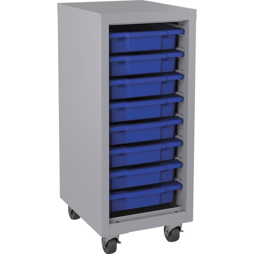 Storage Unit, w/ Bins, 15"Wx18"Lx36"H, Platinum/Blue