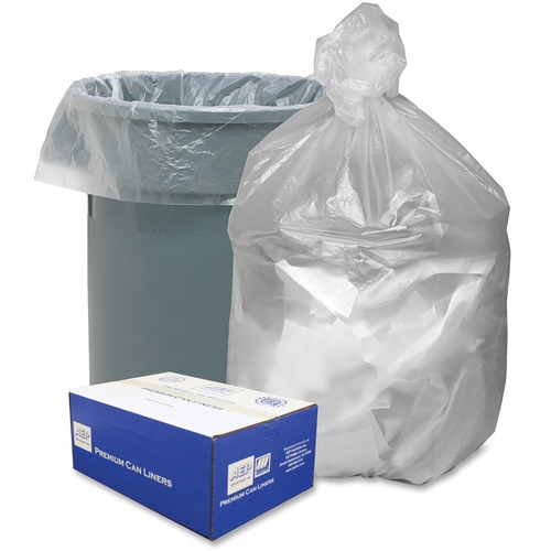 WASTE CAN LINERS, 33 GAL, 9 MICRONS, 33" X 39", NATURAL, 500/CARTON