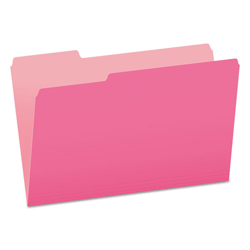 Colored File Folders, 1/3 Cut Top Tab, Legal, Pink/light Pink, 100/box