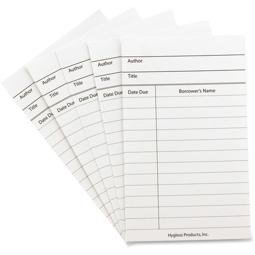 Library Cards, 3"x5", 50/PK, White