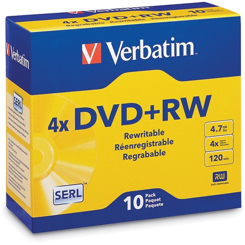 Dvd+rw Discs, 4.7gb, 4x, W/slim Jewel Cases, Pearl, 10/pack