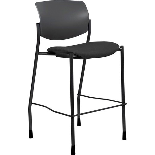 Stool, BK Plastic Back, 21-1/2"x25"x45", Black Fabric Seat