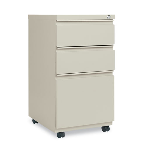 Three-Drawer Metal Pedestal File With Full-Length Pull, 14 7/8w X 19 1/8d, Putty