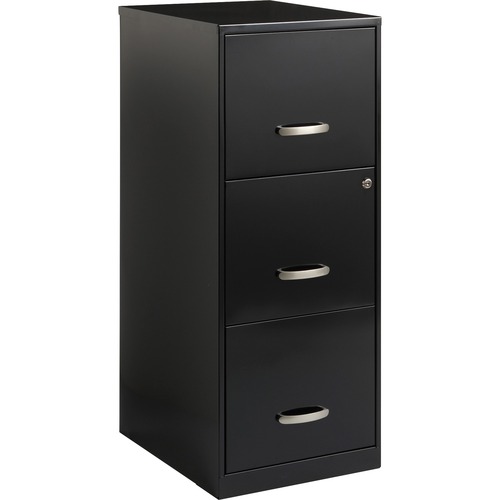 File Cabinet, F/F/F, 3-DR, 14-1/4x18"x35-1/2", Black