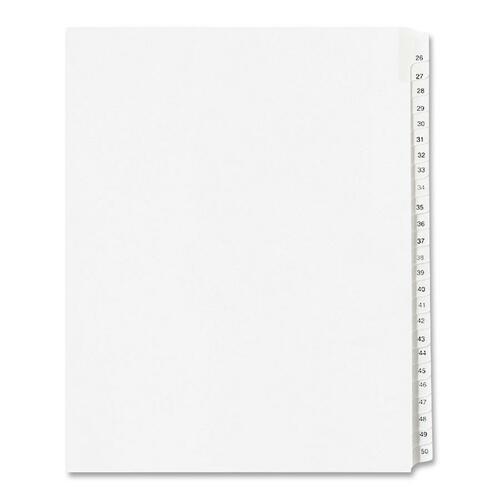 Allstate-Style Legal Exhibit Side Tab Dividers, 25-Tab, 26-50, Letter, White