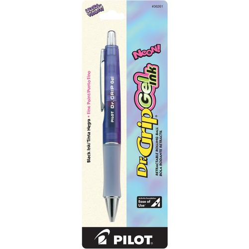 Pen, Gel, Retractable, Black Ink/Ultra Violet Barrel
