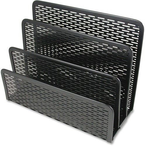 URBAN COLLECTION PUNCHED METAL LETTER SORTER, 3 SECTIONS, DL TO A6 SIZE FILES, 6.5" X 3.25" X 5.5", BLACK