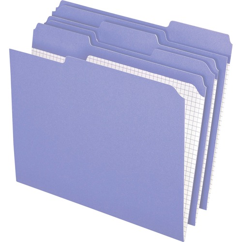 DOUBLE-PLY REINFORCED TOP TAB COLORED FILE FOLDERS, 1/3-CUT TABS, LETTER SIZE, LAVENDER, 100/BOX