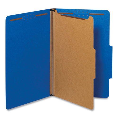 Pressboard Classification Folders, Legal, Four-Section, Cobalt Blue, 10/box