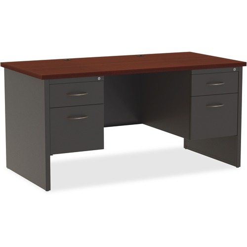 Double Pedestal Desk, 30"x60", CH/MH
