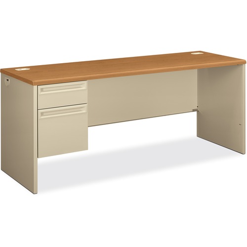 38000 Series Left Pedestal Credenza, 72w X 24d X 29-1/2h, Harvest/putty