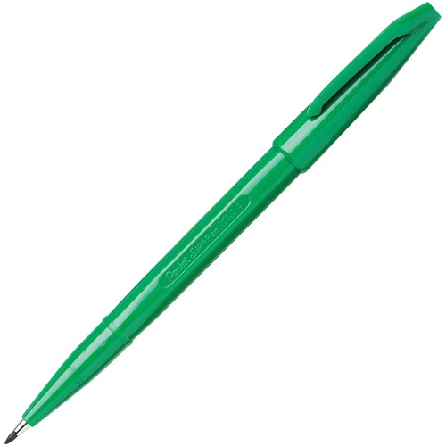 Sign Pens, Fiber Tip, Bold Point, 12/PK, Green Barrel/Ink